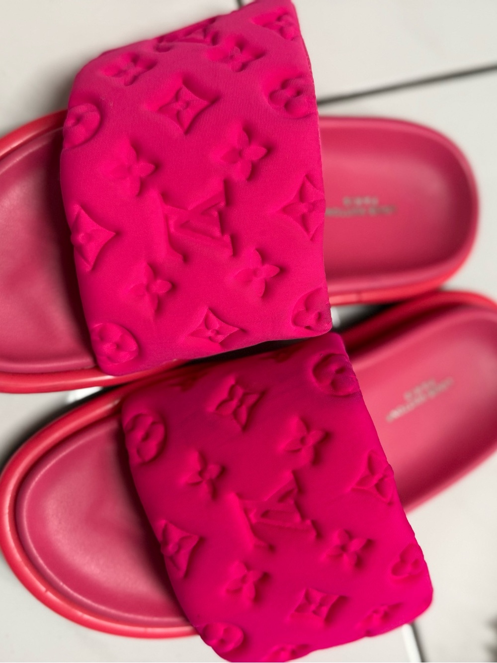 LV Hot Pink Monogram Slide Sandals - Picture 3 of 6